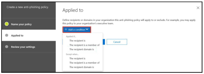 Office 365 anti-phishing - step 6