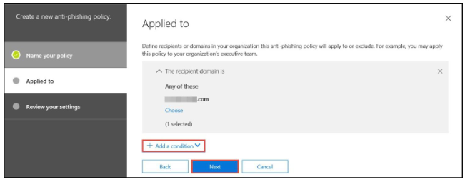 Office 365 anti-phishing - step 8